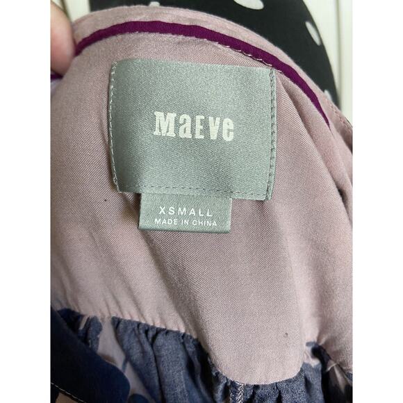 Maeve Anthropologie‎ Womens Blouse Sz XS Linden Floral Batwing Blouse Pink Navy - Picture 8 of 9